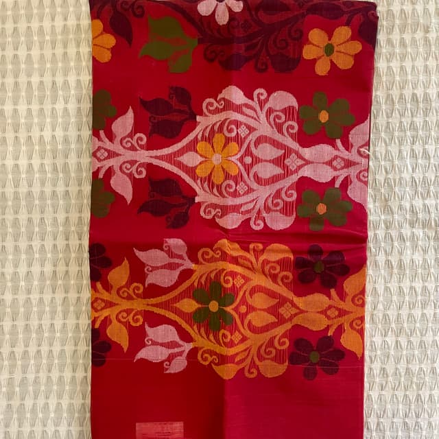 Red Floral Jamdani detail